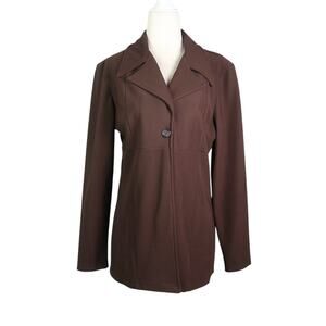 Vintage 90s Evolution Chocolate Brown Ribbed Knit Blazer Jacket L